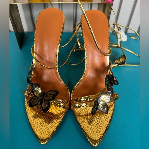 Shoes - Elegant Gold Butterfly Women's Heels